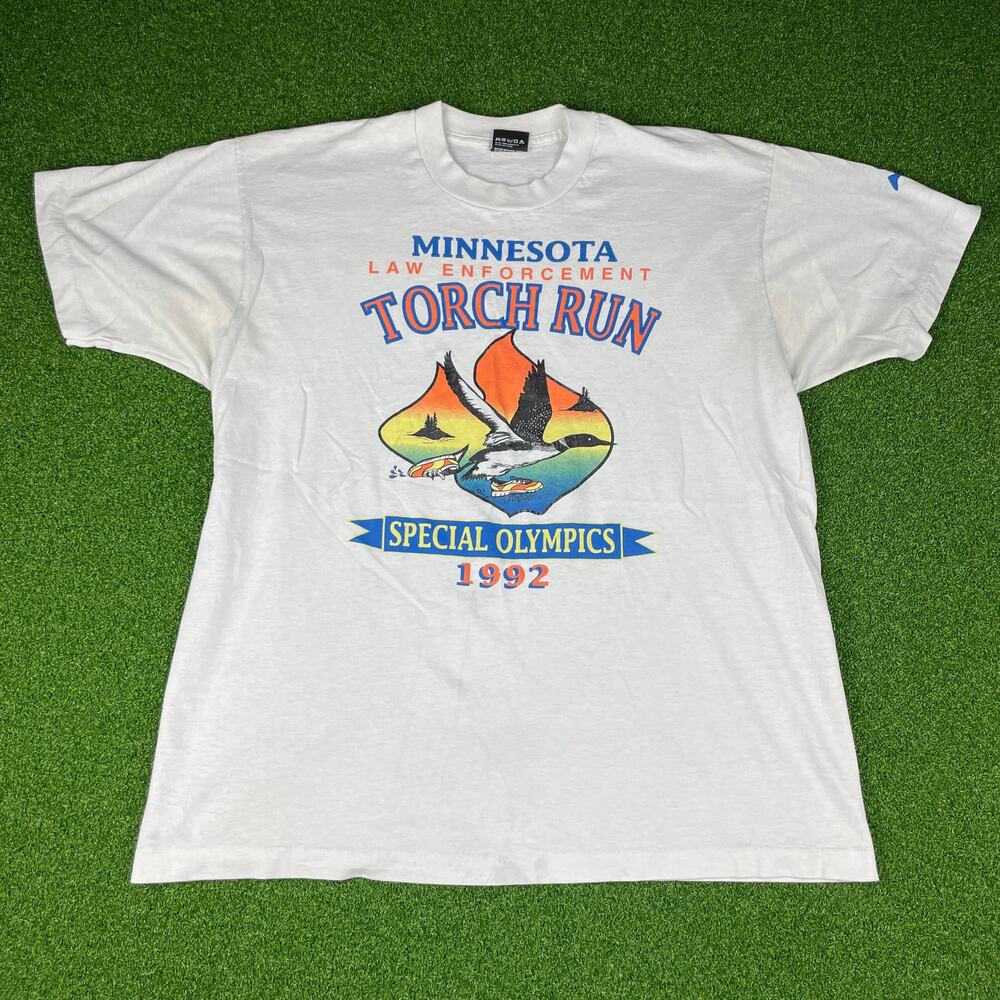 Vintage 1992 Minnesota Law Enforcement Torch Run Special Olympics T-Shirt Sz XL